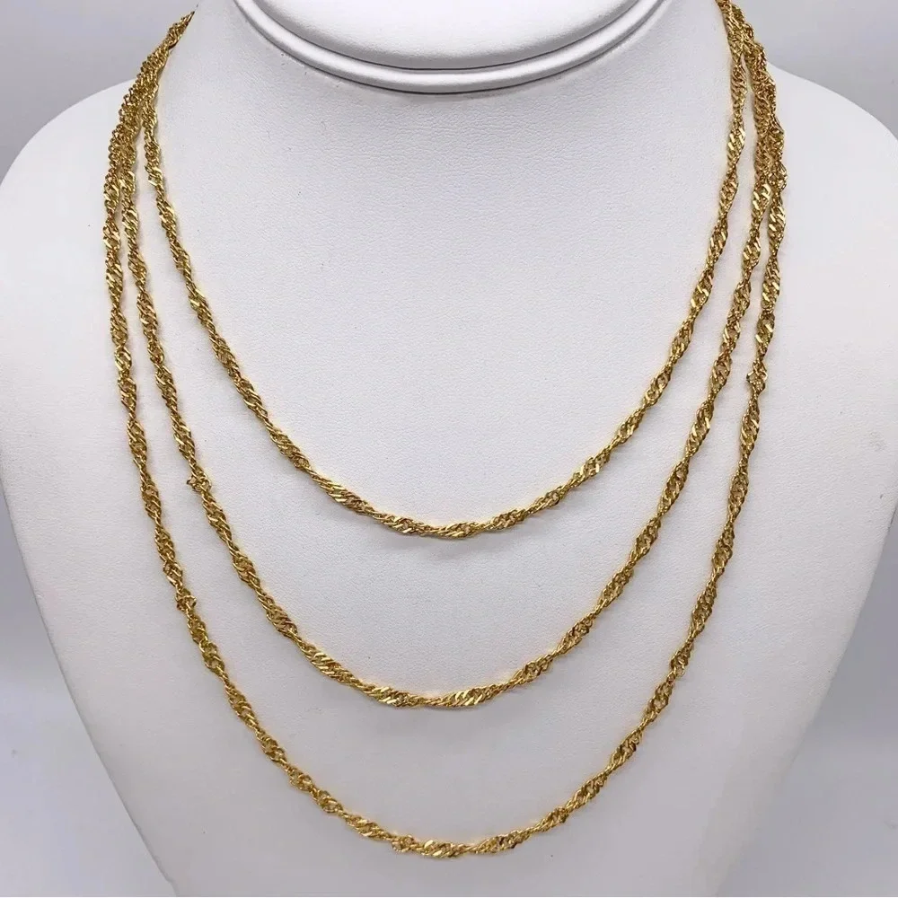 Trifari Crown Trifari Vintage 3-Strand Gold Chain Necklace
